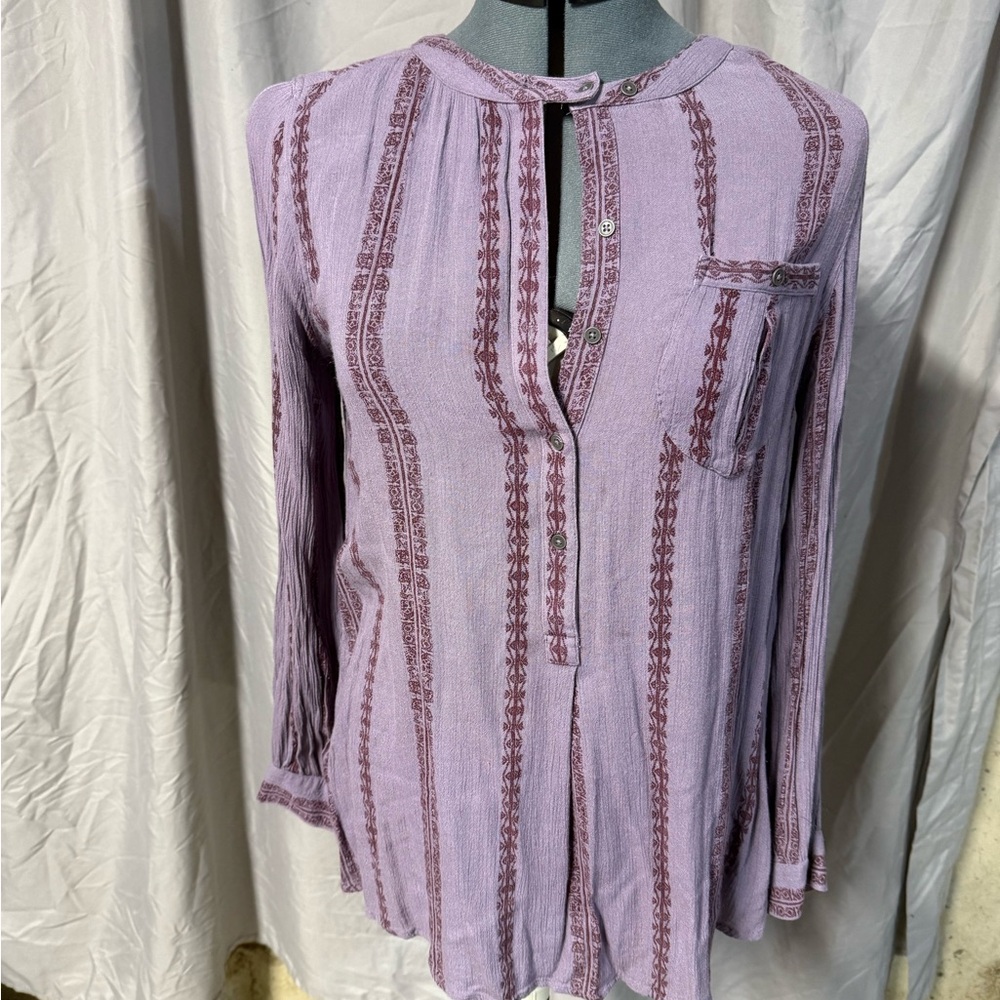 *FREE PEOPLE printed Women's Purple Striped Top/Tunic